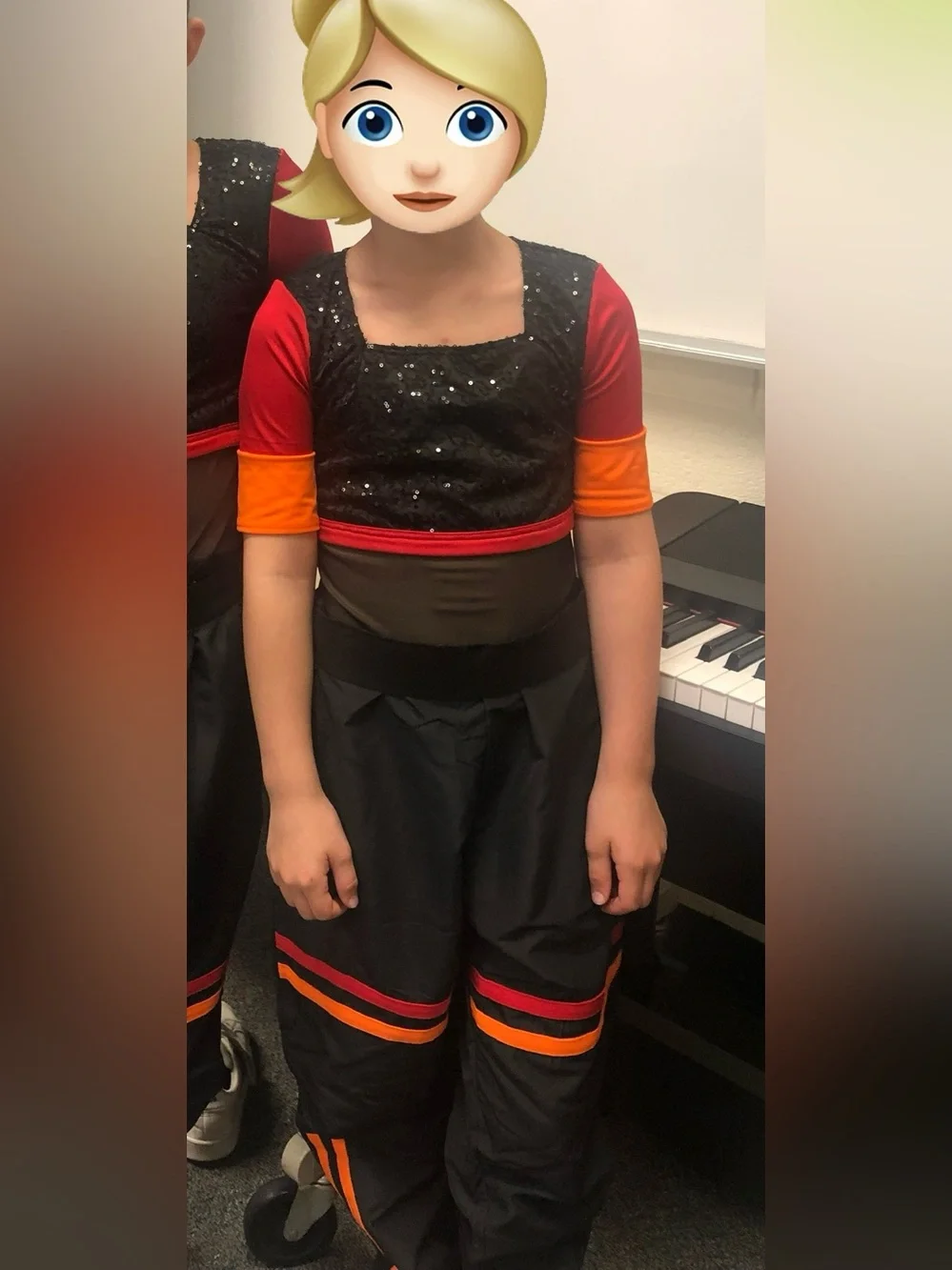 Girls Black and Red Sequin Dance Costume